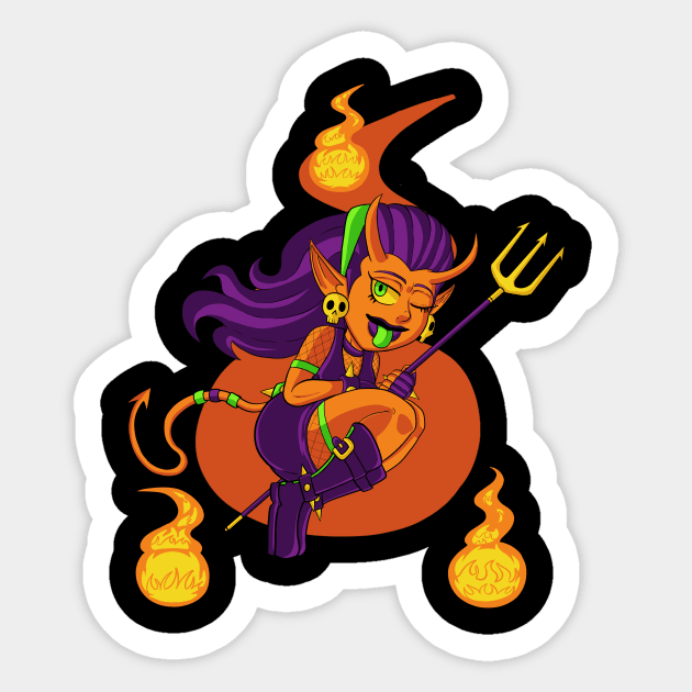 Demon Girl (NEON) Sticker by KnightLineArt